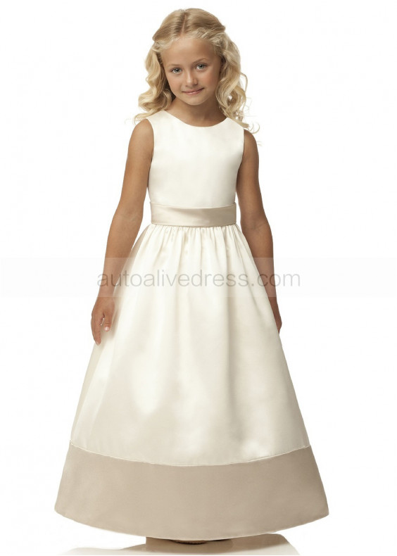 Two-tone Satin Fashion Junior Bridesmaid Dress With Bow